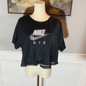 Nike Mesh Crop Top Women's Black Air Logo Cotton Lined
